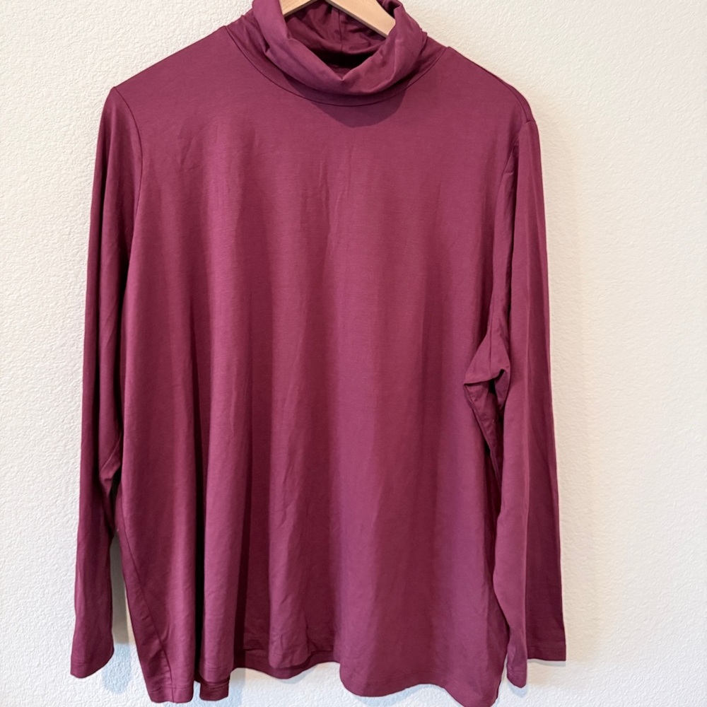 Lands’ End Wine Turtleneck 2X Soft Drapey Top Quiet Luxury Capsule Old Money